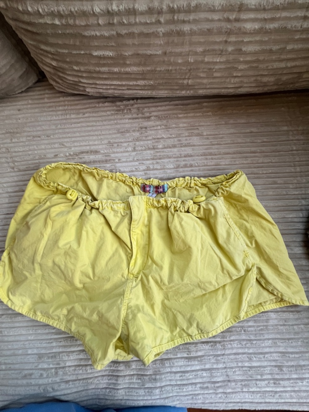 Urban Outfitters Yellow Elastic-Waist Athletic Shorts
